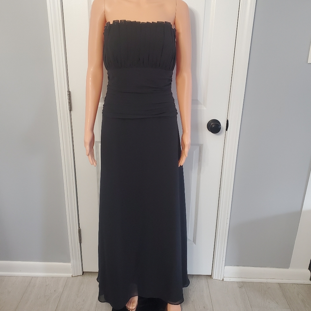 B2 Woman's Formal Baby Doll Maxi Dress Wedding Prom Bridesmaids Gala Black Sz 14